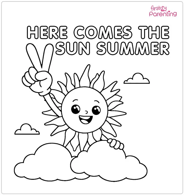 Here Comes The Sun Summer Coloring Page