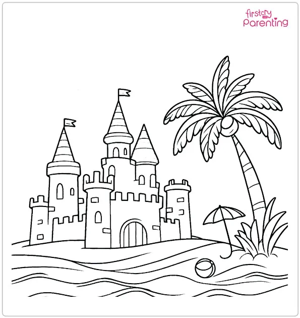 Sandcastle Summer Coloring Page