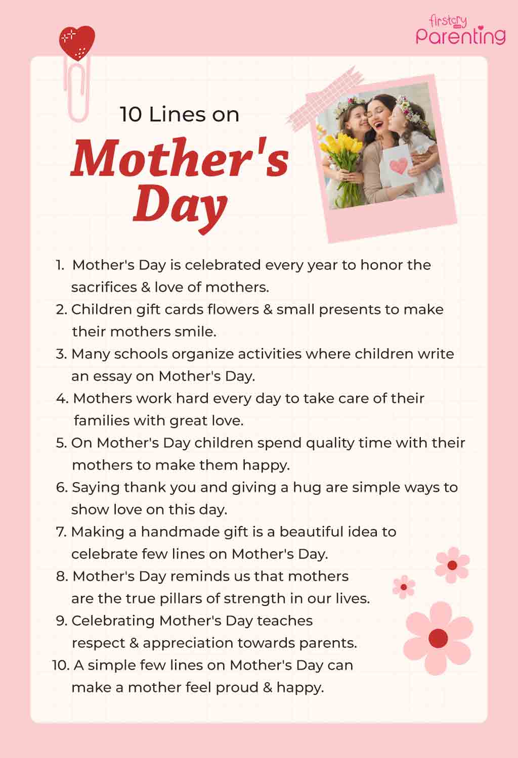 10 Lines On Mothers Day