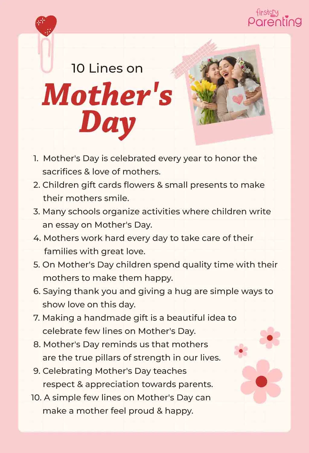 10 Lines On Mothers Day