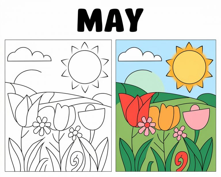 May Colouring Pages - Free Printable Pages For Kids