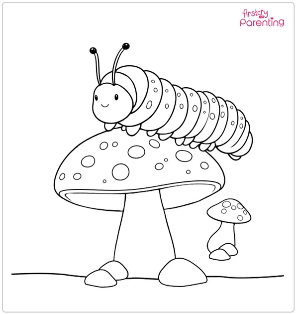 Caterpillar on a Mushroom Coloring Page