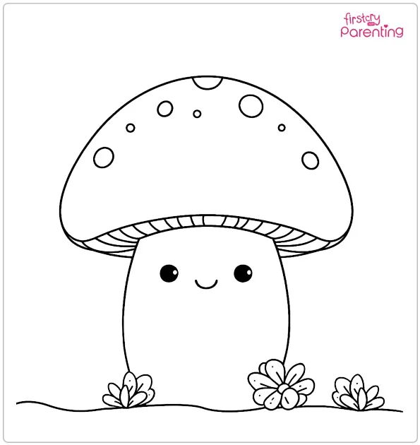 Cute Mushroom Coloring Page