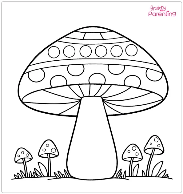 Hippie Mushroom Coloring Page