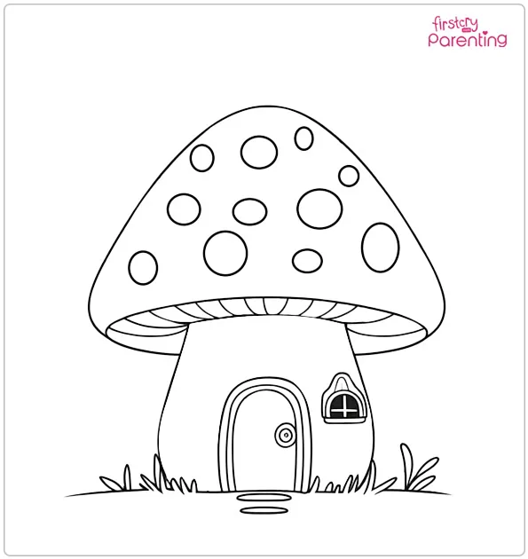 Mushroom House Coloring Page