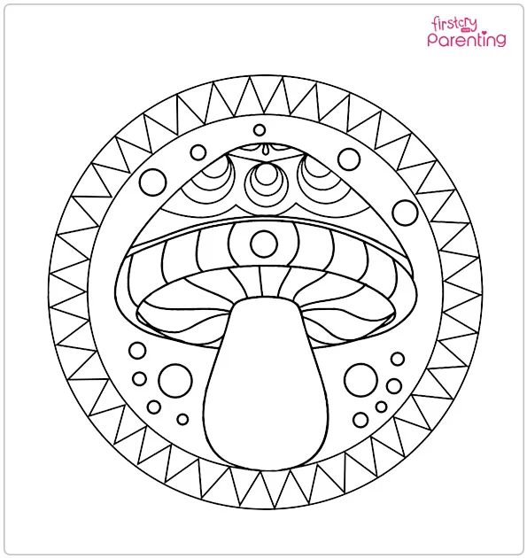 Mushroom Mandala Coloring Page