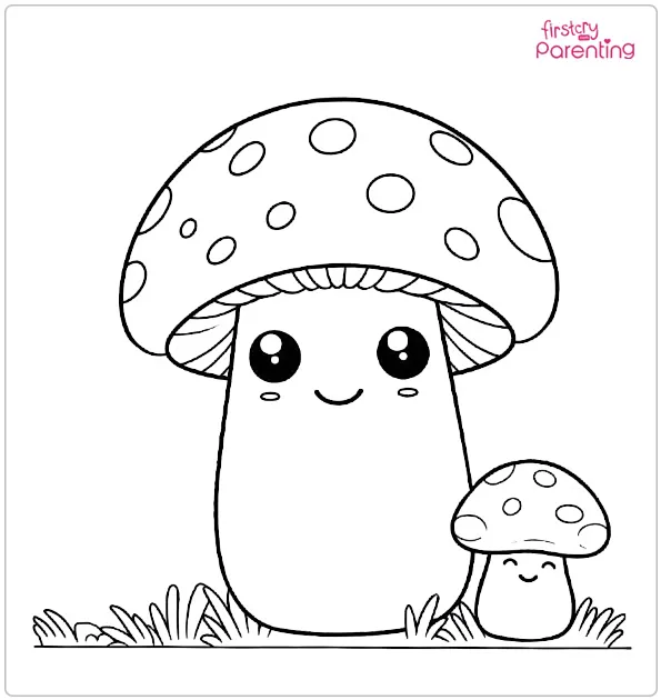 Smiling Mushroom Coloring Page