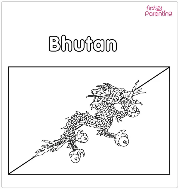 Bhutan Flag Coloring Page Bhutan Flag Coloring Page