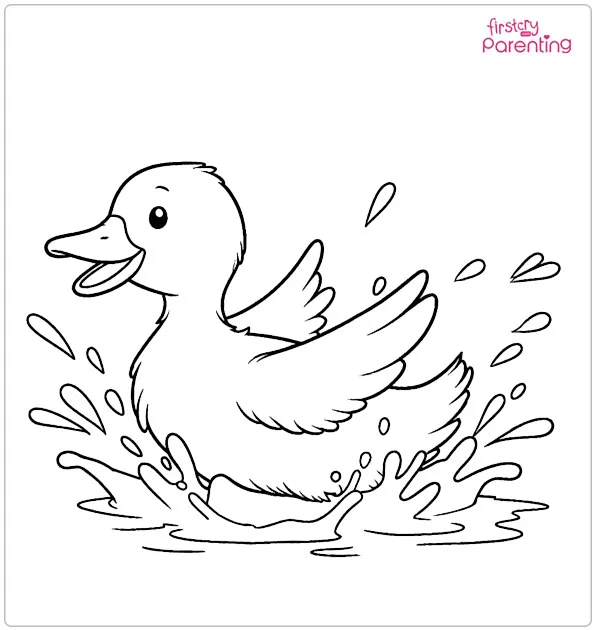 Duck Splashing Coloring Page Duck Splashing Coloring Page