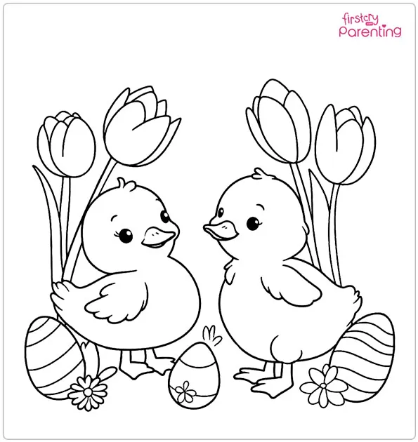 Easter Themed Ducks Coloring Page Easter Themed Ducks Coloring Page
