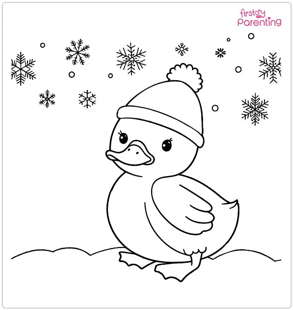 Winter Duck Coloring Page Winter Duck Coloring Page