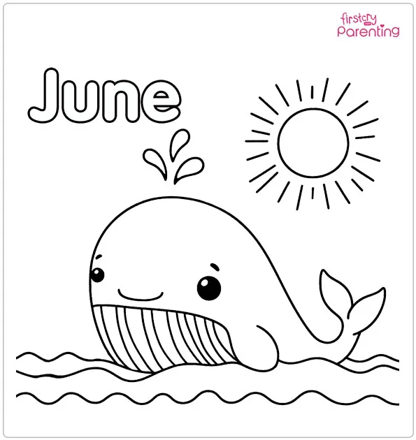 Cute June Whale Coloring Page