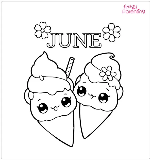 Kawaii June Coloring Page