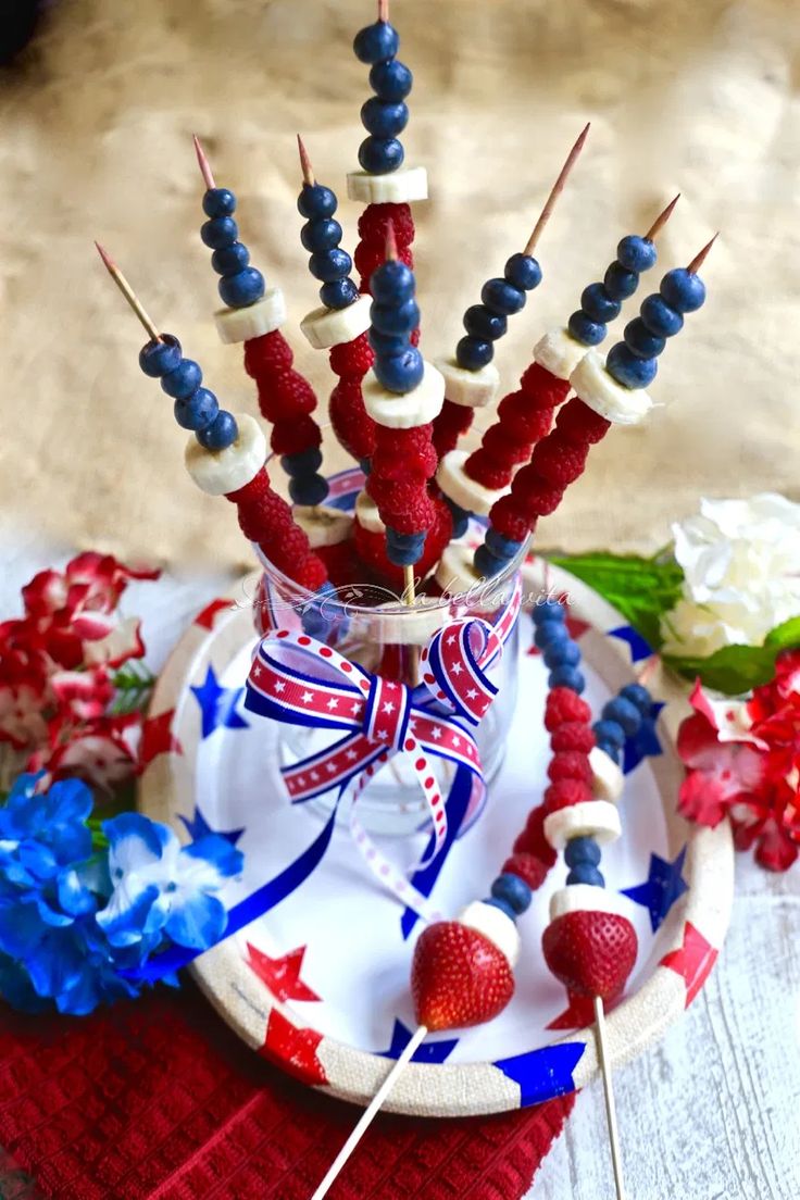 Red, White, and Blue Fruit Skewers Red, White, and Blue Fruit Skewers