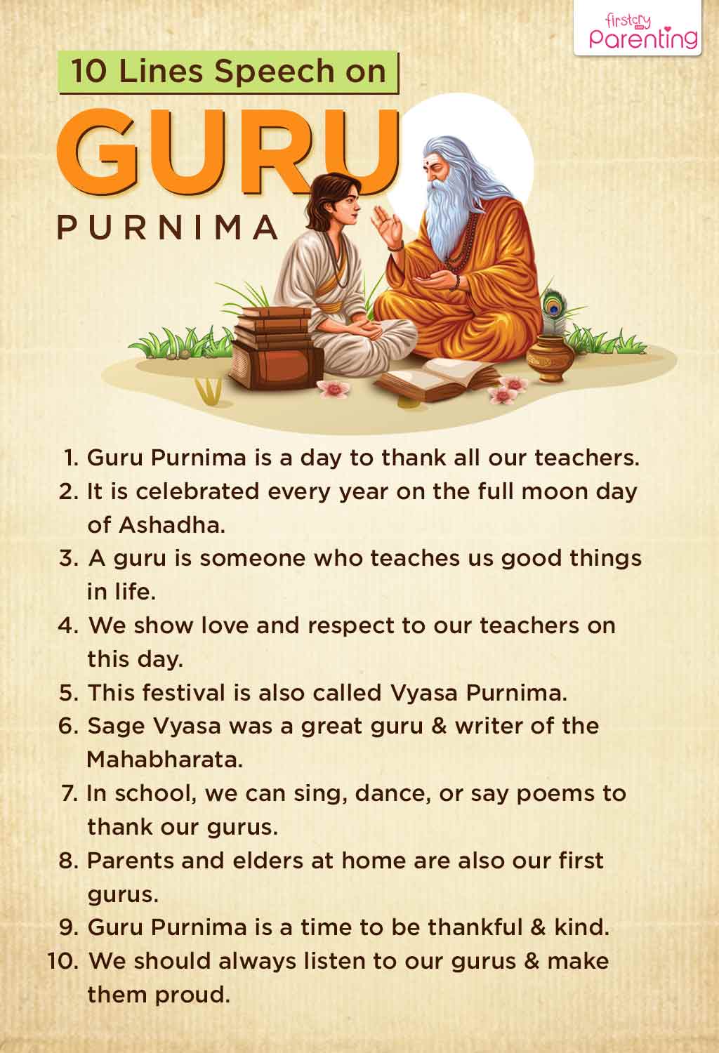 10 Line Speech on Guru Purnima