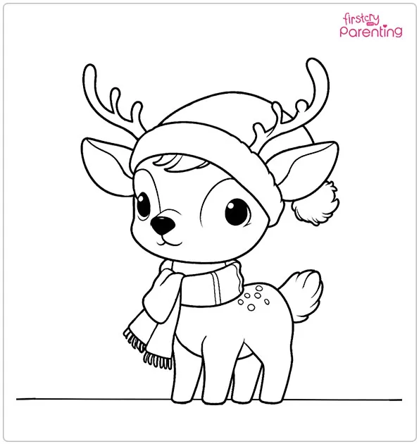 Christmas Deer Coloring Page
