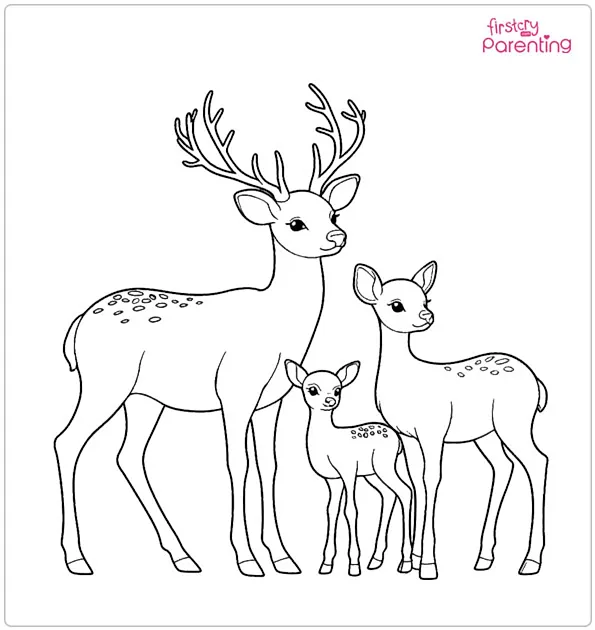 Deer Family Coloring Page