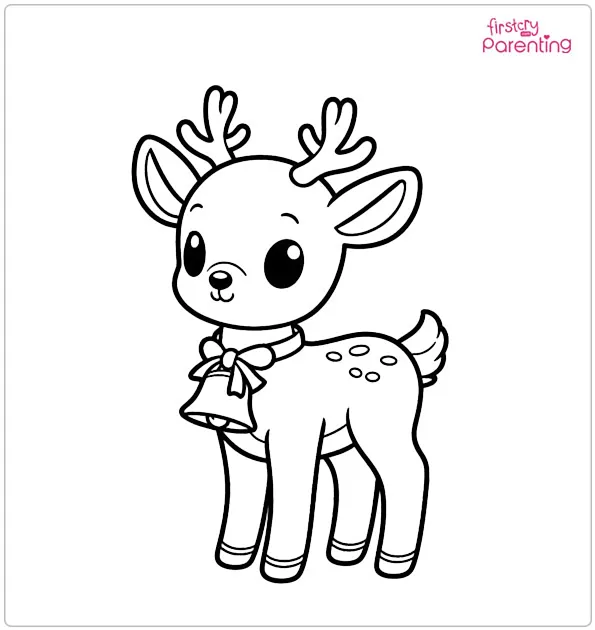 Deer with Bell Coloring Page
