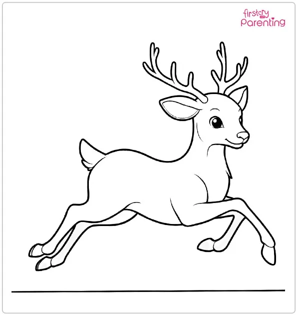 Running Deer Coloring Page