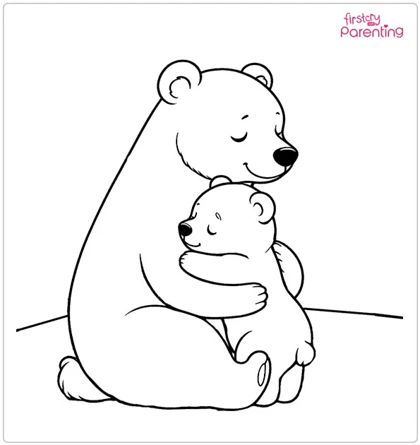Bear Cub Hugging Mama Bear Coloring Page