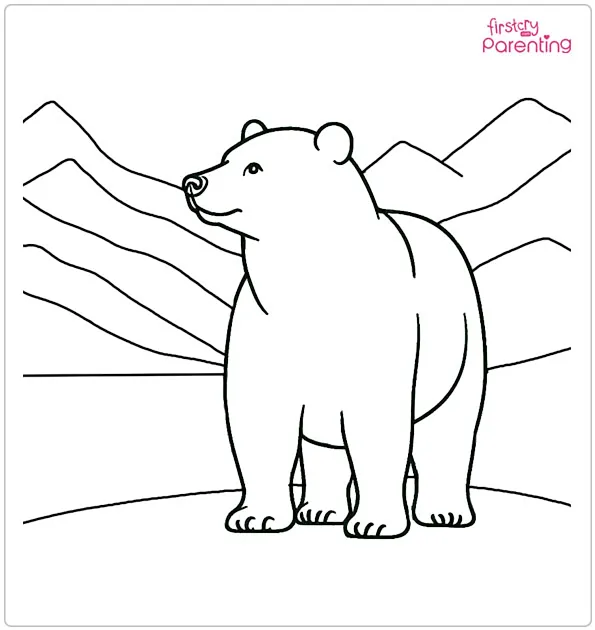 Bear on Mountain Coloring Page
