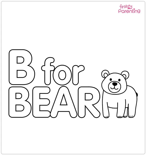 B For Bear Coloring Page