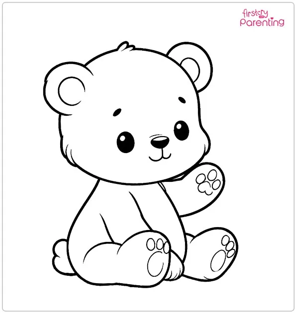 Cute Sitting Baby Bear Coloring Page