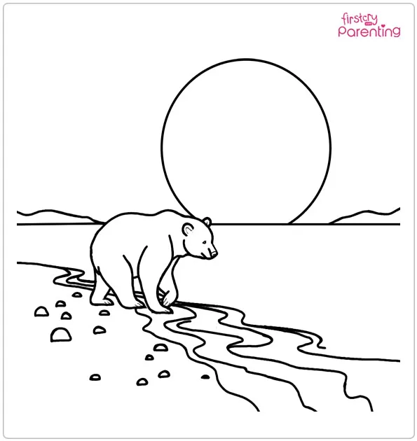 Lonely Bear on a Seacoast Coloring Page
