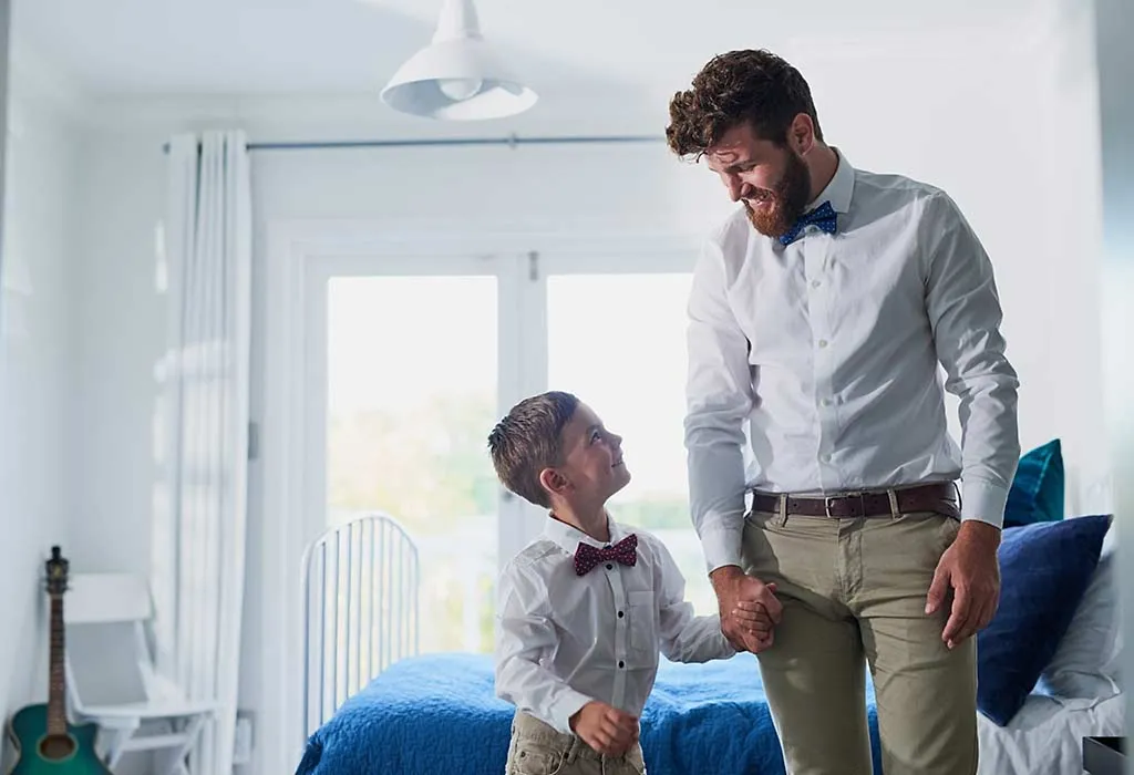 Father and Kids in Matching Outfits