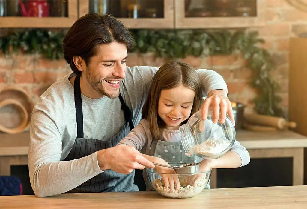 Father and Child Baking Together