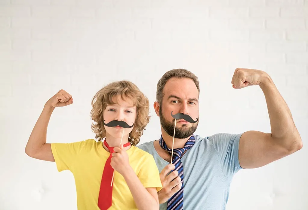 Dad and Kids Making Funny Faces