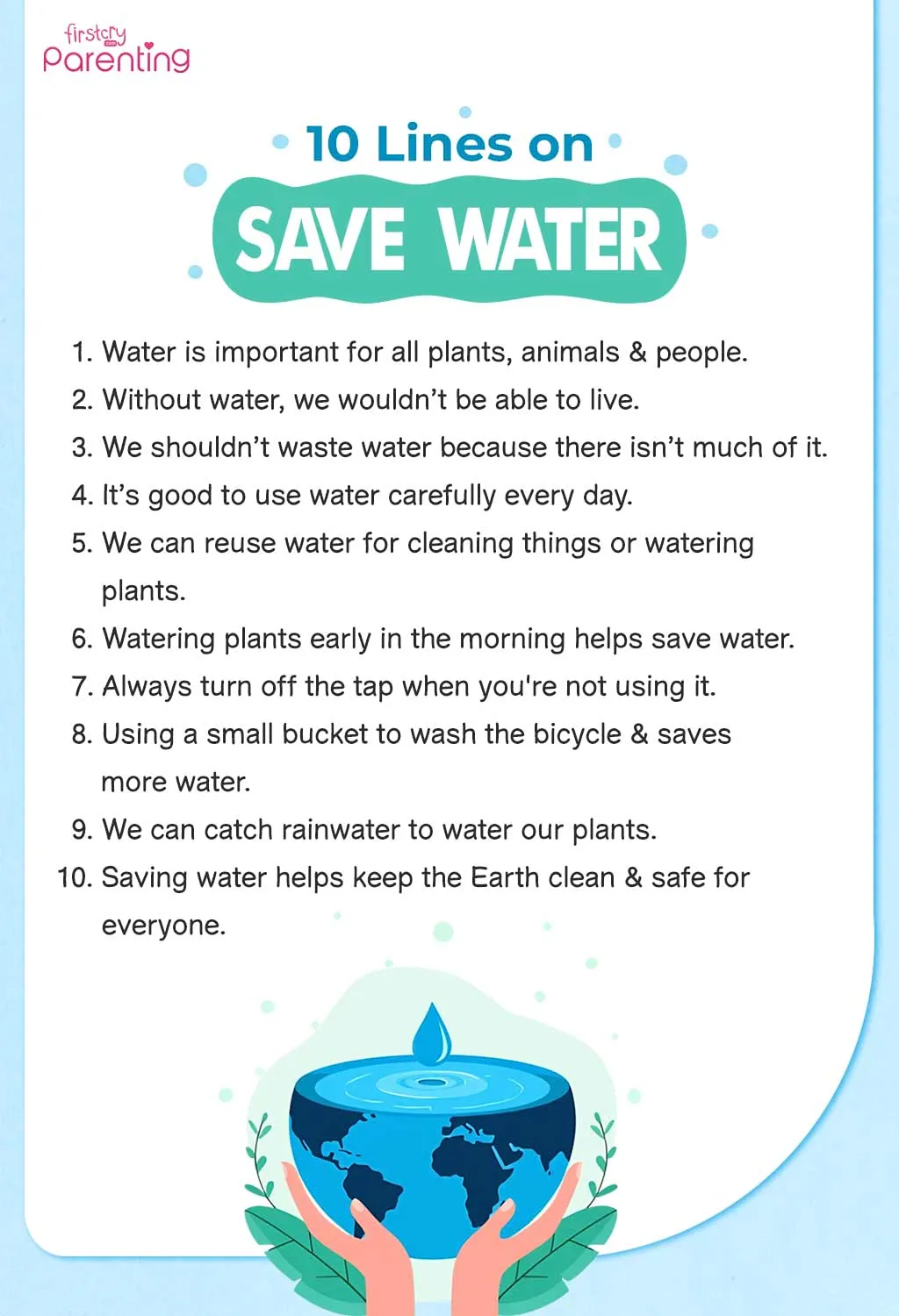 10 Lines On Save Water