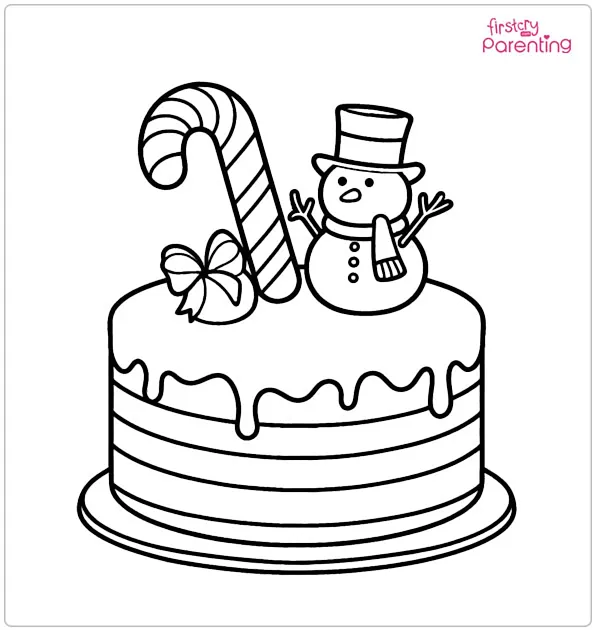 Christmas Cake Coloring Page