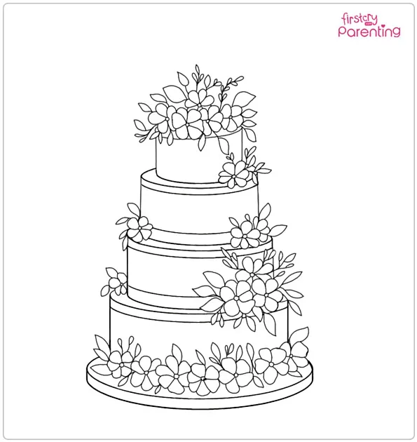 Four-Tier Cake Coloring Page
