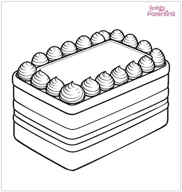 Rectangle Birthday Cake Coloring Page