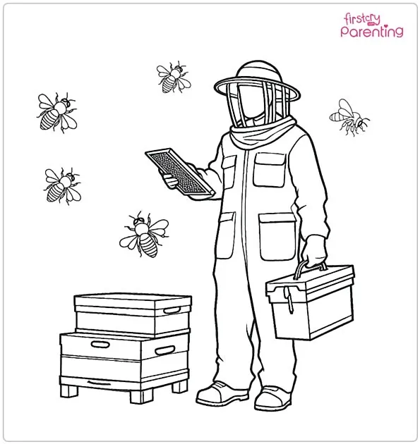 Beekeeper Coloring Page