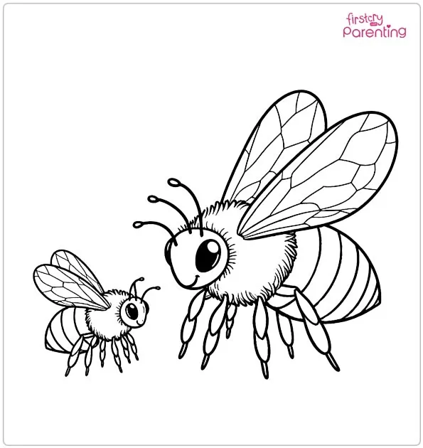 Big Bee and Small Bee Coloring Page