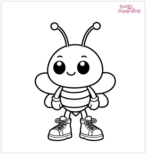 Cartoon Bee in the Shoes Coloring Page