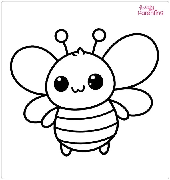 Cute Bee Coloring Page