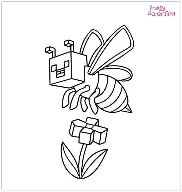 Minecraft Bees Coloring Page