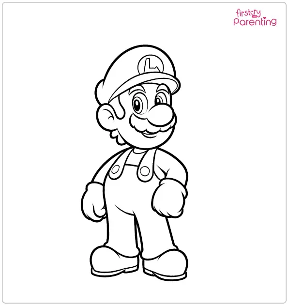 Happy Luigi Coloring Page
