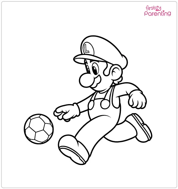 Luigi Playing a Ball Coloring Page