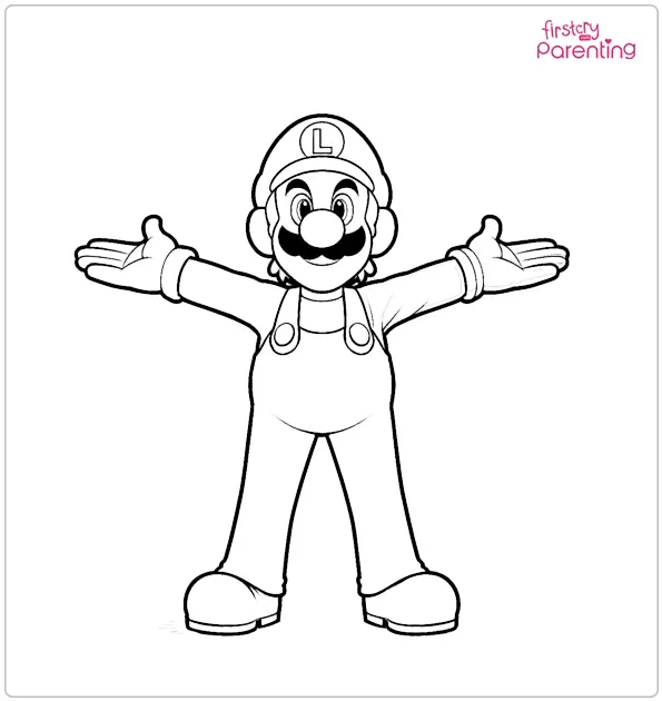 Luigi Spread Arms Coloring Page