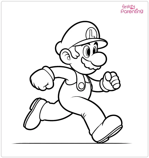 Running Luigi Coloring Page
