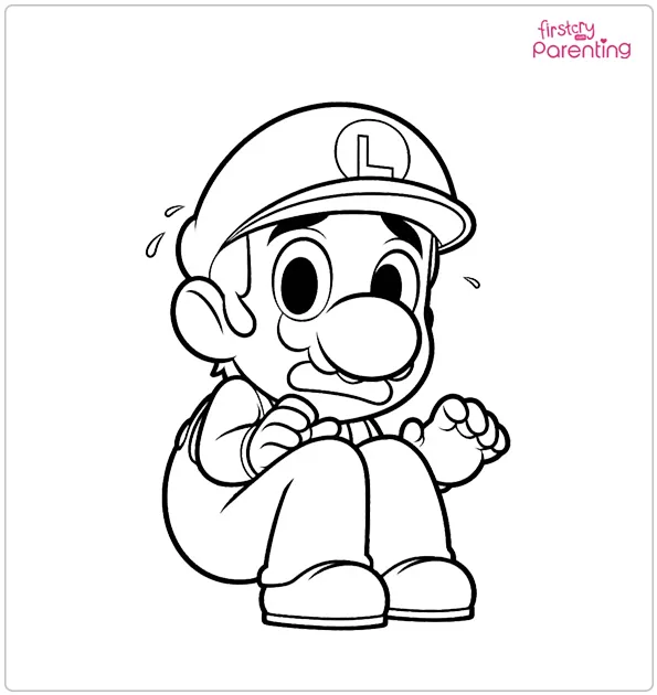 Scared Luigi Coloring Page