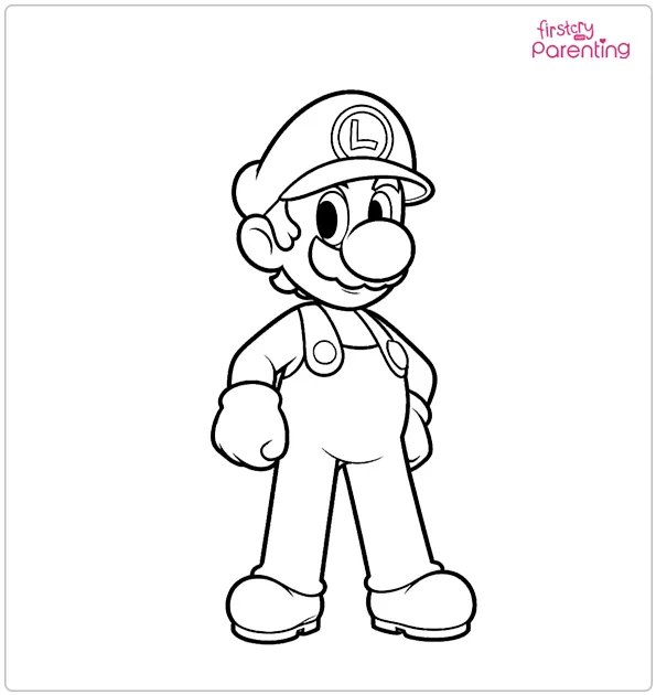 Simple Luigi Coloring Page