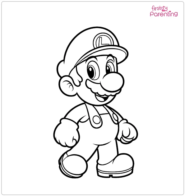 Smiling Luigi Coloring Page