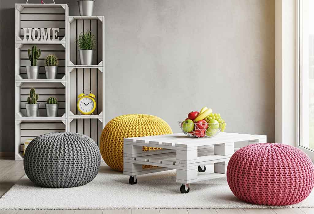 Wool Floor Pouf