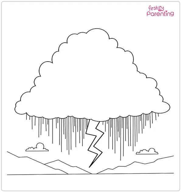 Rainy Day With Thunderclouds Coloring Page
