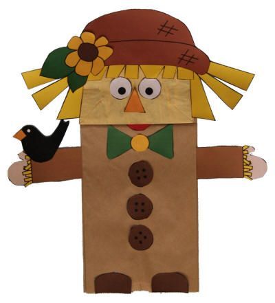 Paper Bag Scarecrow Puppet